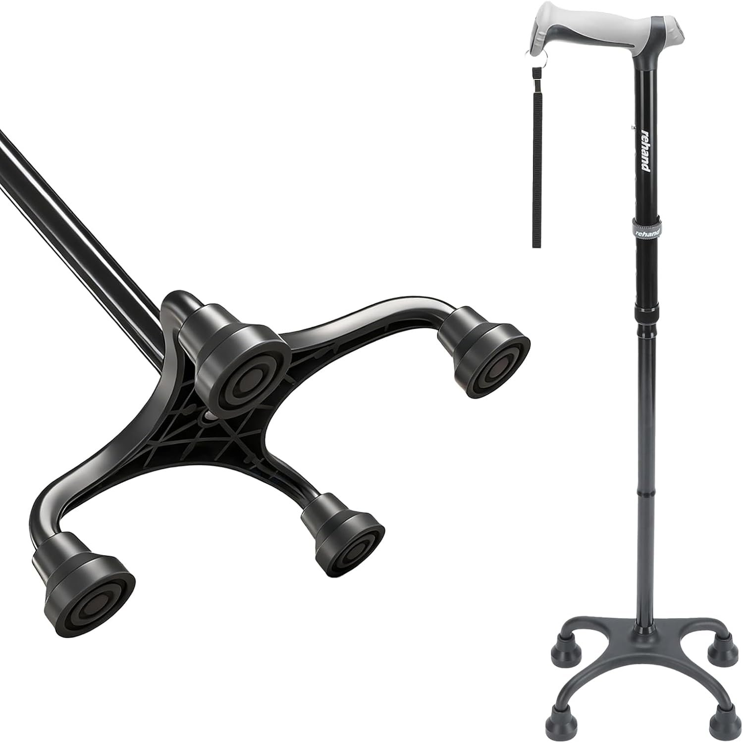 Rehand Quad Cane, Walking Cane with...