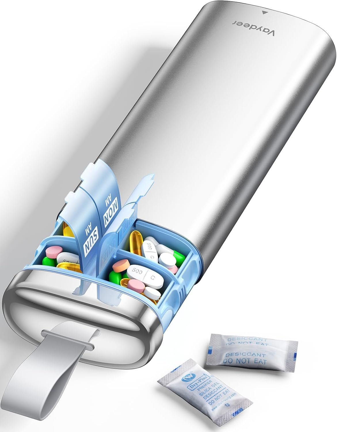 Vaydeer Metal Pill Organizer 2 Time...
