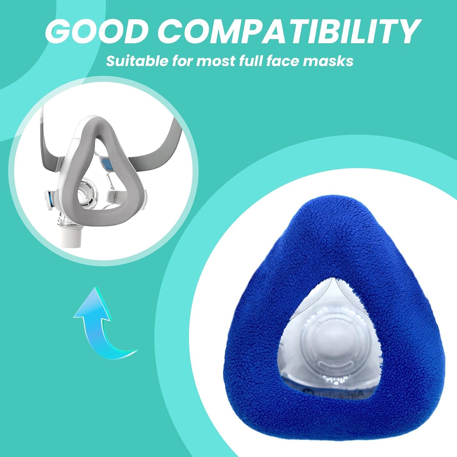 NATAKU 4-Pack Medium CPAP' Mask Liners Complitable for Resmed F20 Full Face Mask Cushions, Ultra-Soft Micro-Fleece Reduces Air Leaks & Pressure Marks, Reusable Mask Covers, Breathable for All-Night - Image 7