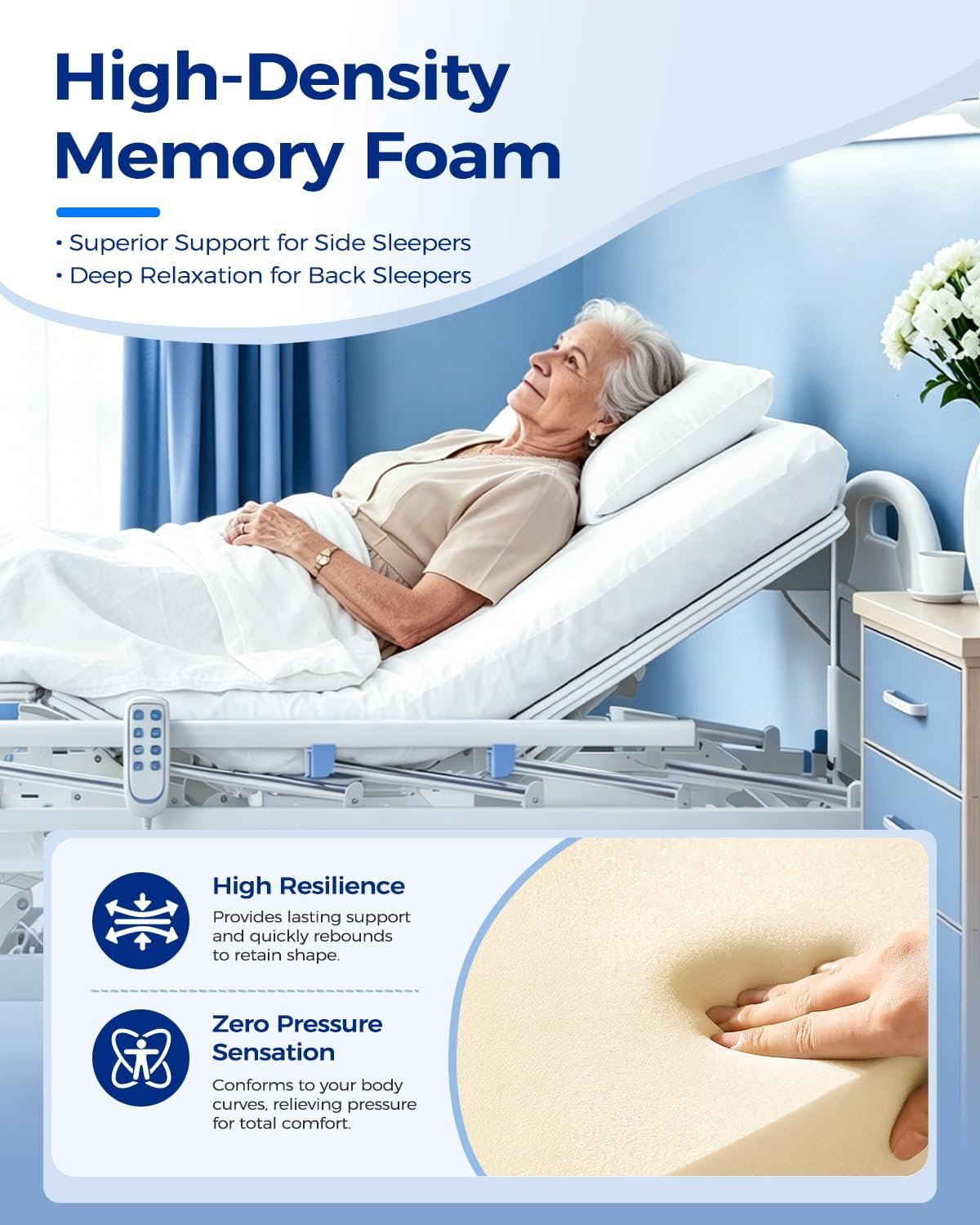4 Function 600LBS Full Electric Hospital Bed, Beds for Home Use, Special Needs Medical Bed for Seniors with Mattress, Adjustable Hospital, Frame IV Pole, Medical Equipment Beds - Image 7