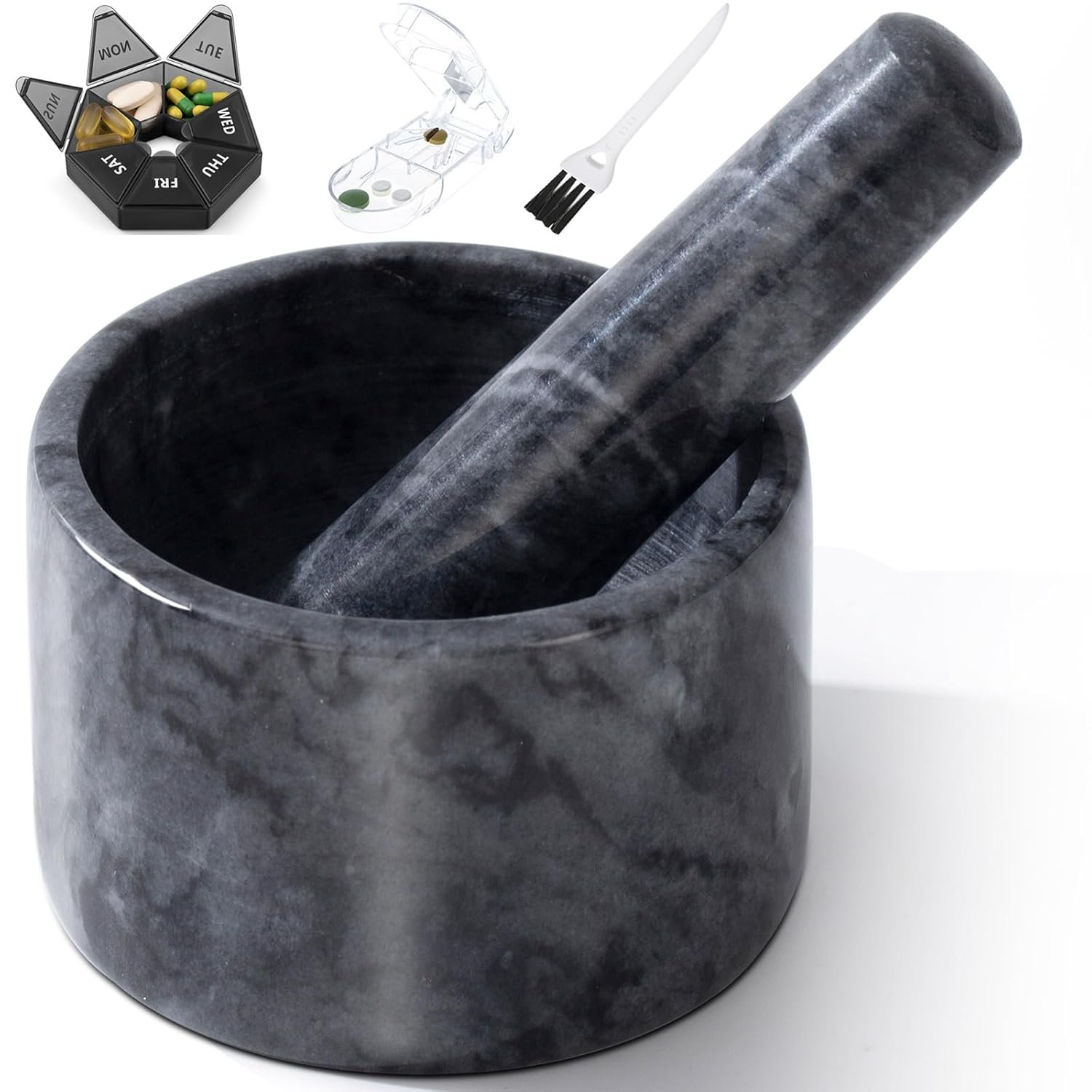 Pill Crusher, Mini Marble and Pestl...