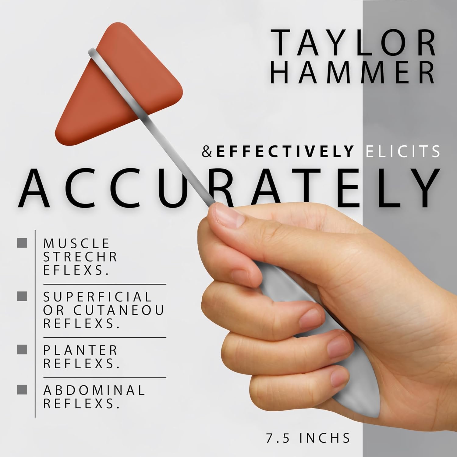 ASA TECHMED Premium 7 Piece Silver Diagnostic Kit - Taylor Hammer, Measuring Tape, Tuning Forks, Bandage Scissors, Pupil Gauge Penlight, Snellen Eye Chart (Silver) - Image 3