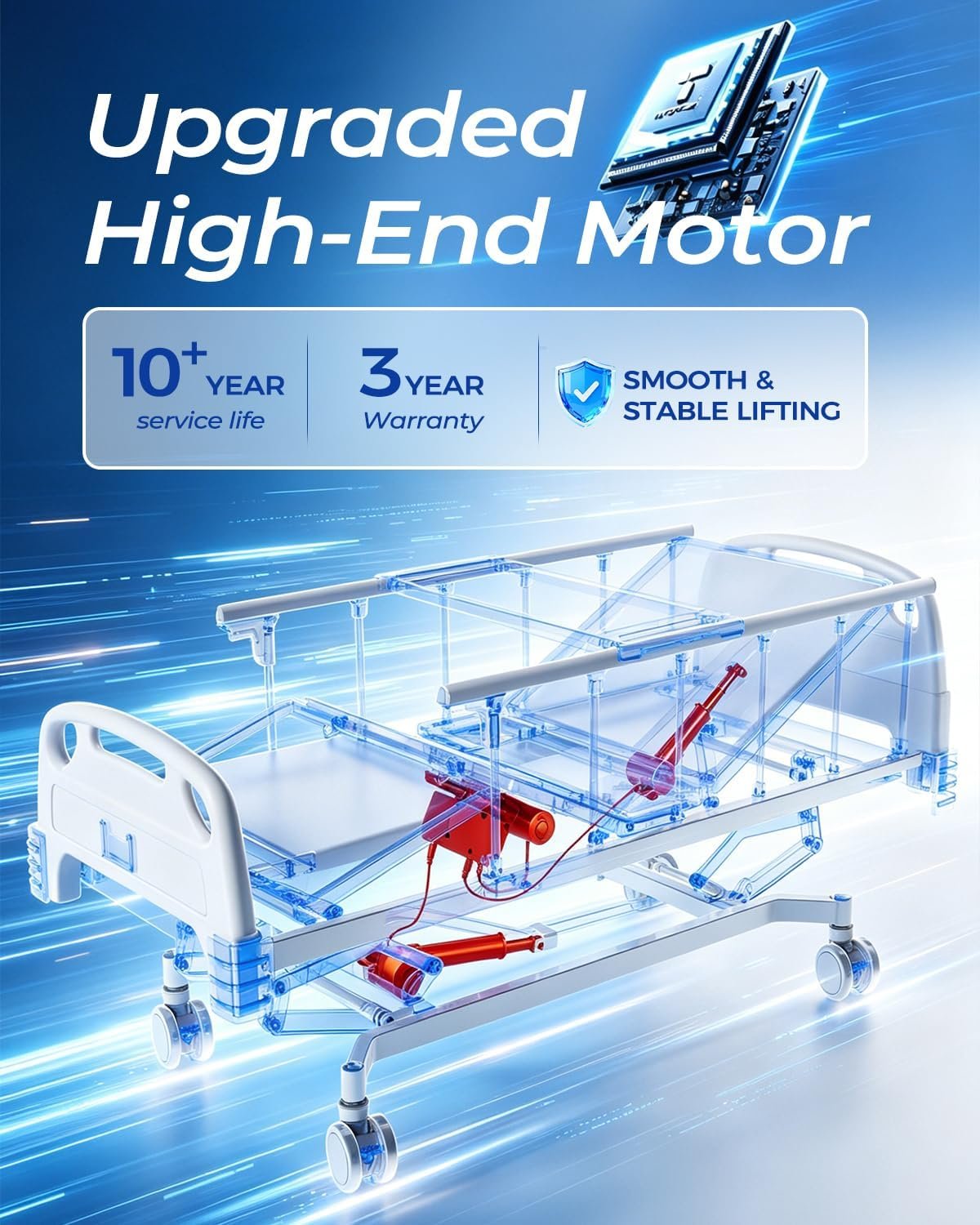 4 Function 600LBS Full Electric Hospital Bed, Beds for Home Use, Special Needs Medical Bed for Seniors with Mattress, Adjustable Hospital, Frame IV Pole, Medical Equipment Beds - Image 4