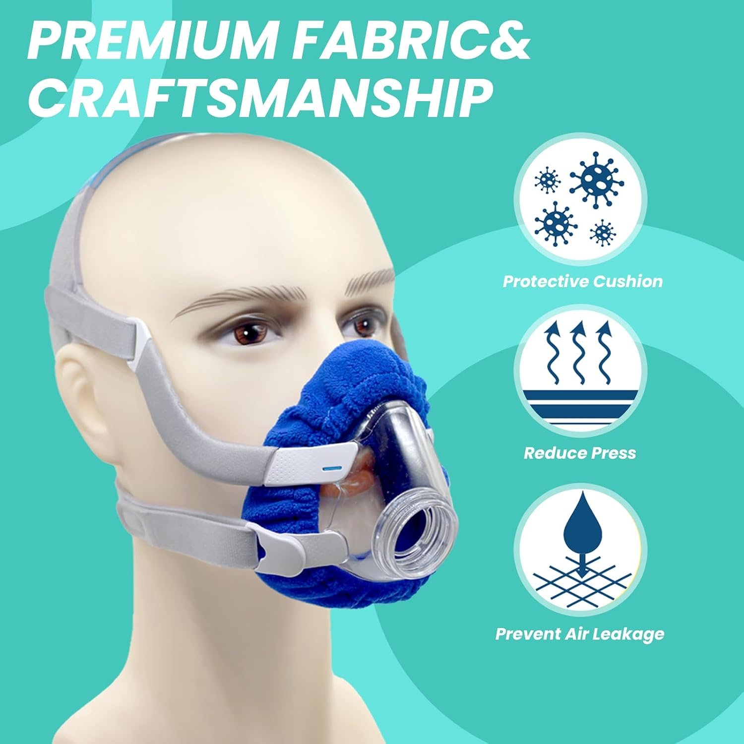 NATAKU 4-Pack Medium CPAP' Mask Liners Complitable for Resmed F20 Full Face Mask Cushions, Ultra-Soft Micro-Fleece Reduces Air Leaks & Pressure Marks, Reusable Mask Covers, Breathable for All-Night - Image 2