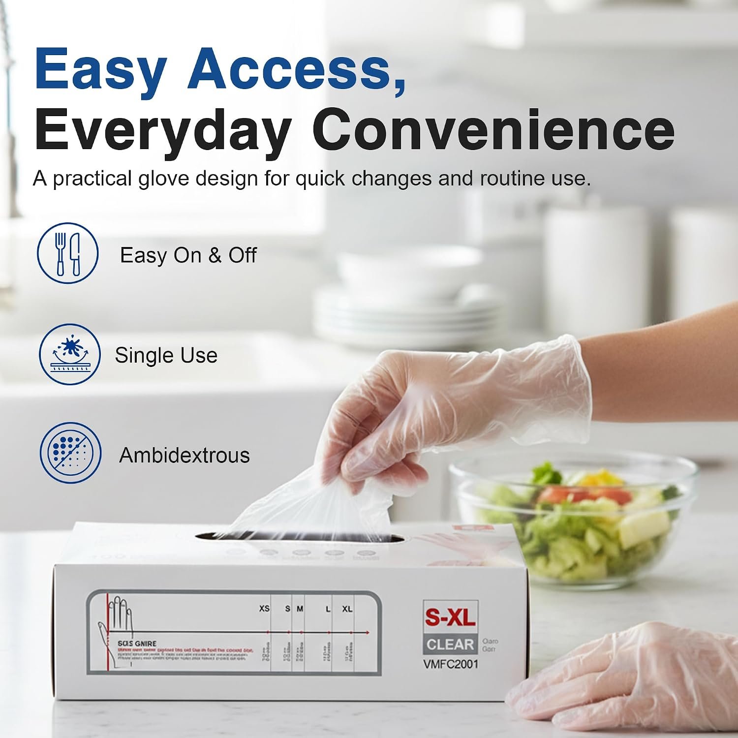 Schneider Medical Vinyl Exam Disposable Gloves Latex Free | Powder free, clear,Food Safe, Cleaning, Exam,Cooking,Food Prep, Comfortable Fit, Ambidextrous, Unisex - Image 5