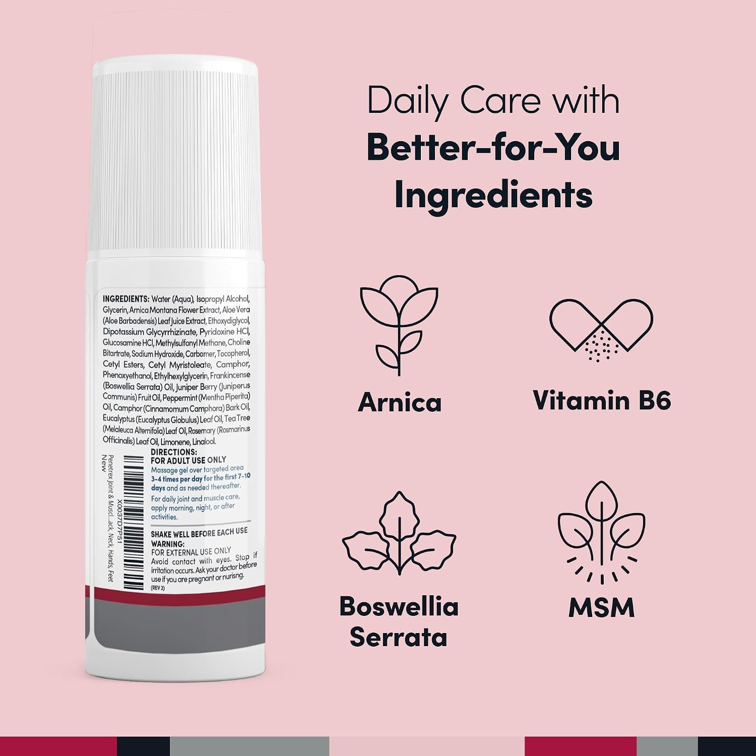 Penetrex Daily Joint & Muscle Care Roll-on | Arnica, Vitamin B6 & MSM, 3 Oz | Naturally-derived arnica, vitamin B6 & MSM roll-on gel for daily joint & muscle care · Easy application · 3 oz - Image 6