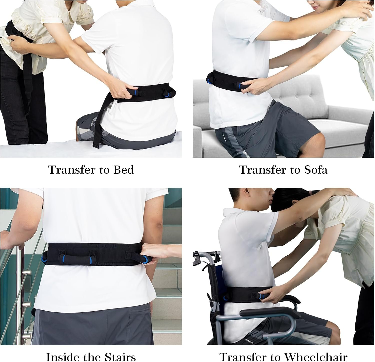 Transfer Belt for Seniors, Safety Walking Support with Quick Release Buckle | Multiple Padded Handles, 29-48" Adjustable Fit, Durable Nylon & Polyester, Machine-Washable, Quick Release - Image 6