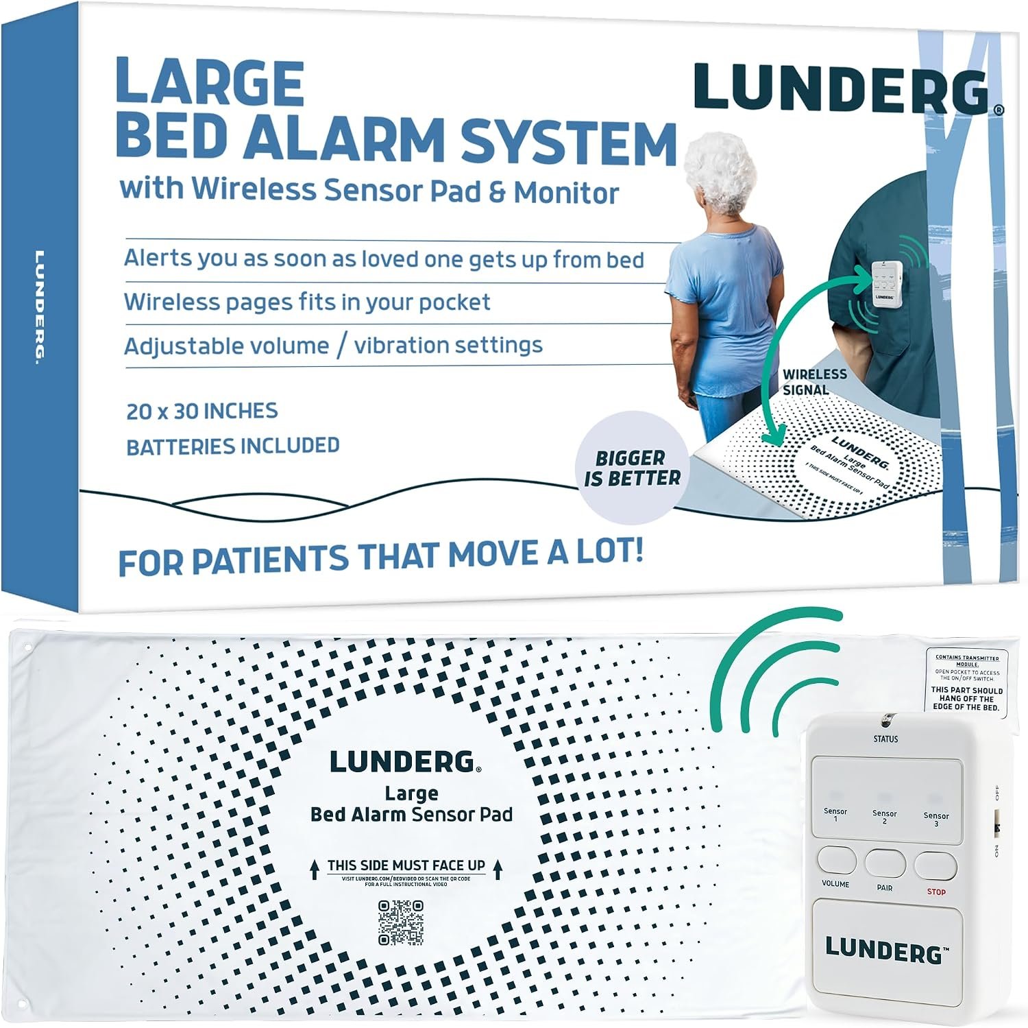 Lunderg Large Wireless Bed Alarm Sy...