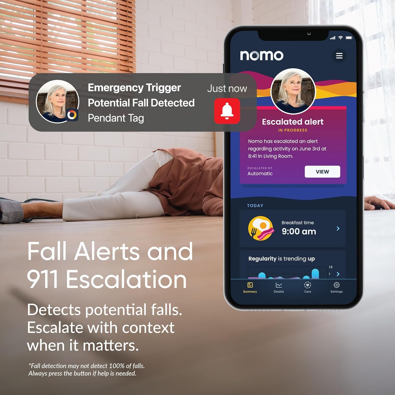 Nomo Medical Alert System with Fall Detection for Seniors at Home | WiFi Enabled, 911 Emergency Calling, Daily Activity Monitoring, 2-Way Voice, 60-Day Trial, Monthly Subscription - Image 2