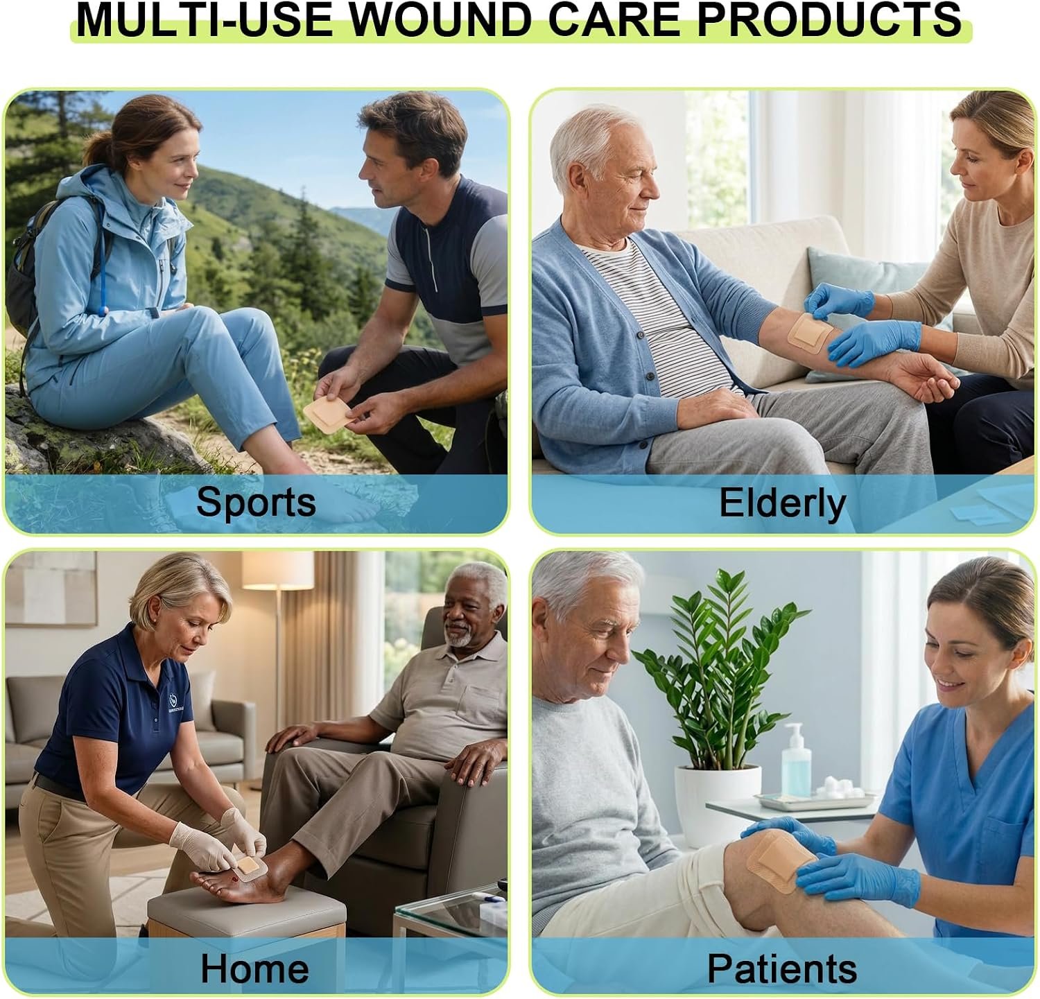 60 Pack Silicone Foam Dressing 3''x3'' with Gentle Border | FSA Eligible HSA, Skin Wound Care, Self Adhesive Waterproof Bandages Absorbent Pads for Elderly Skin Protection, Post-Op - Image 7