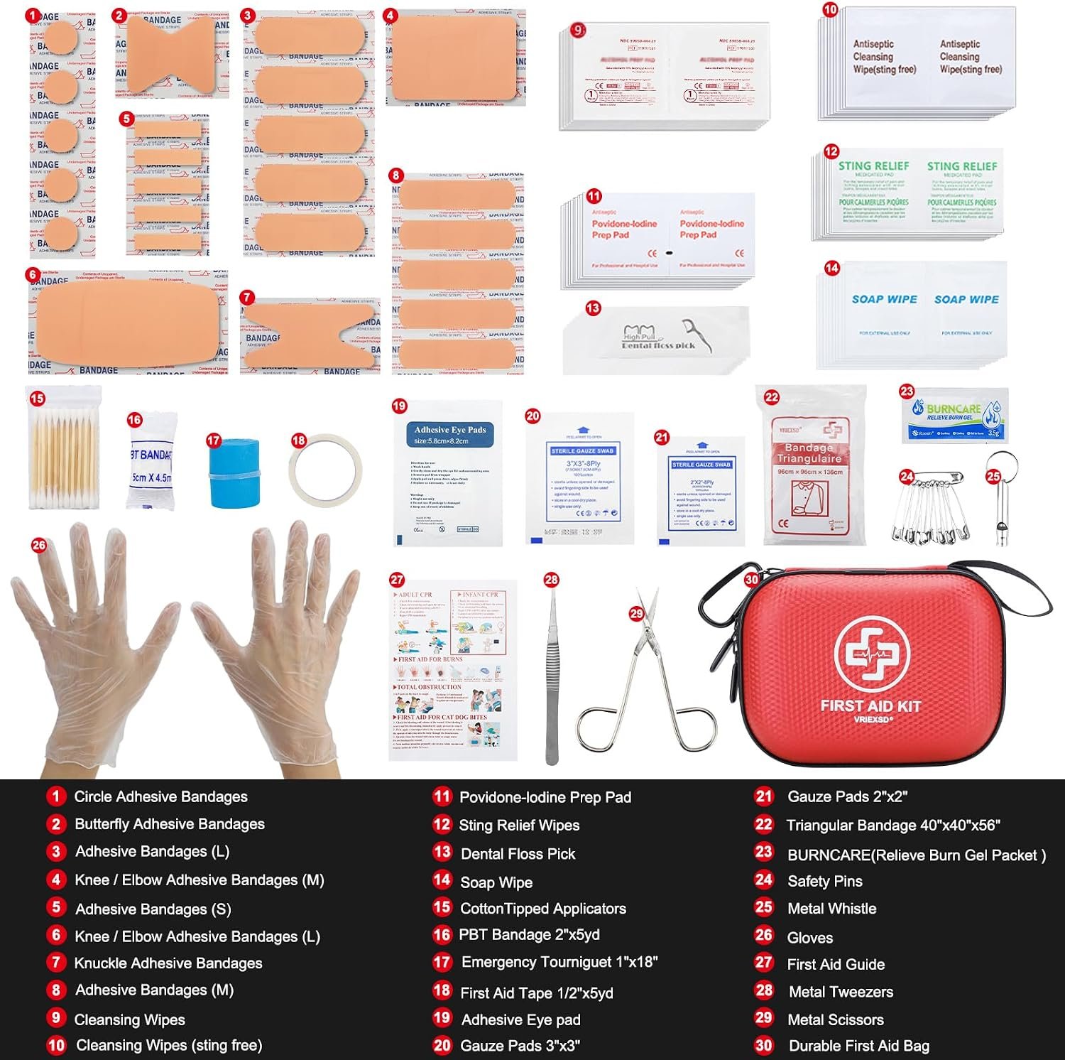 Mini First Aid Kit - 150 Piece Small Waterproof Hard Shell Medical Kit for Home, Car, Travel, Camping, Truck, Hiking, Sports, Office, Vehicle & Outdoor Emergencies- Small First Aid Medical Kit (Red) - Image 3