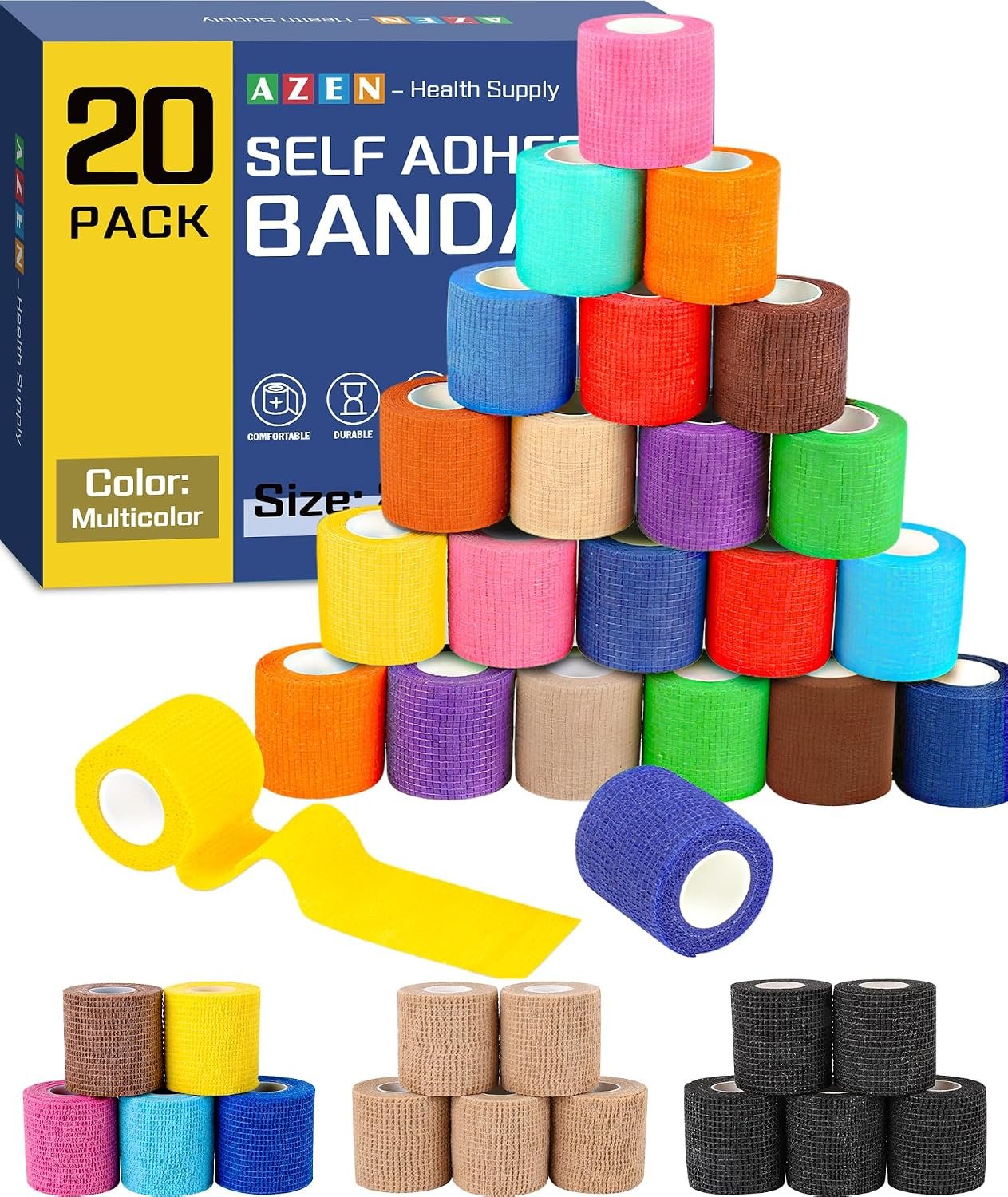 AZEN 20 Pack Self Adhesive Bandage ...