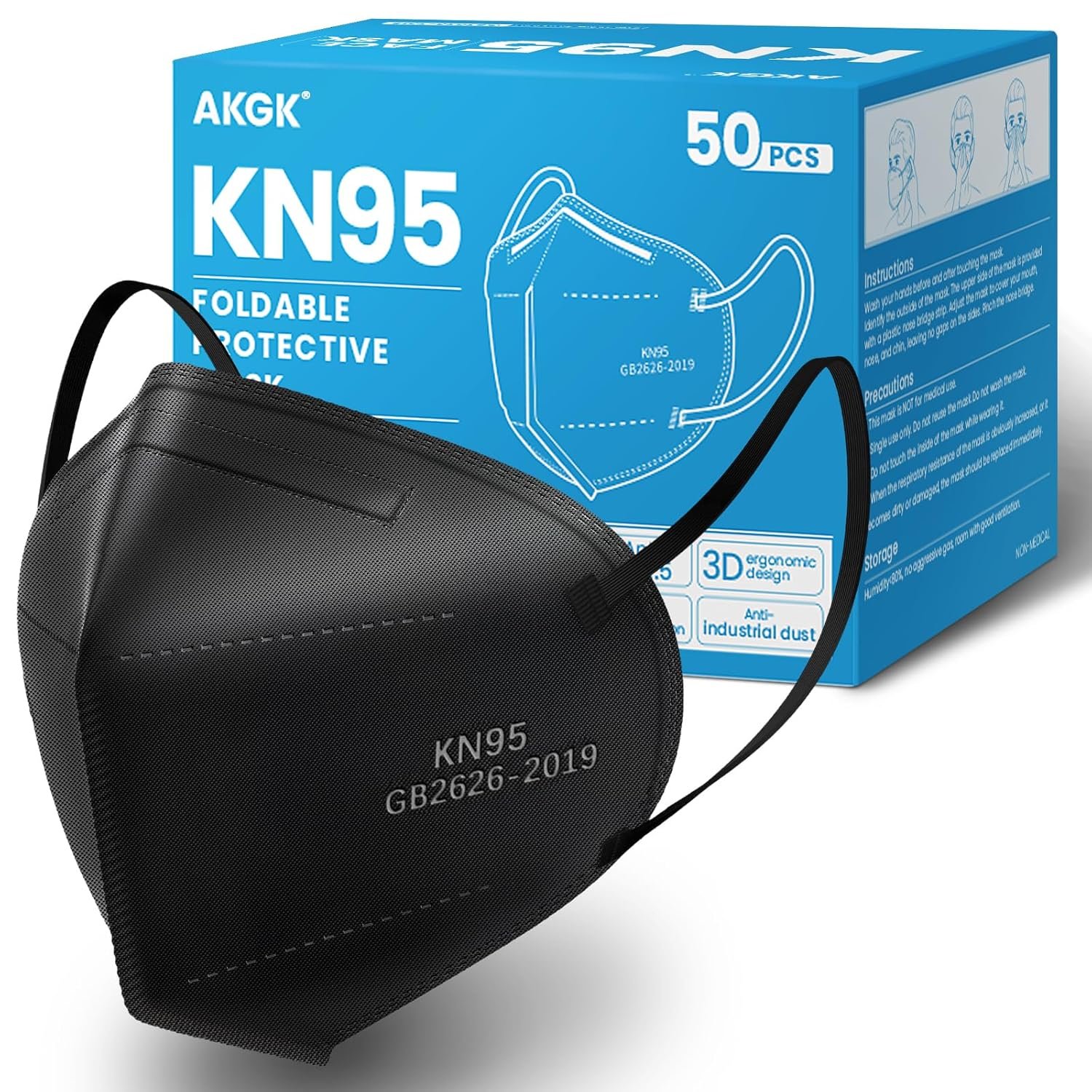 akgk KN95 Face Mask 50 PCS, Breatha...