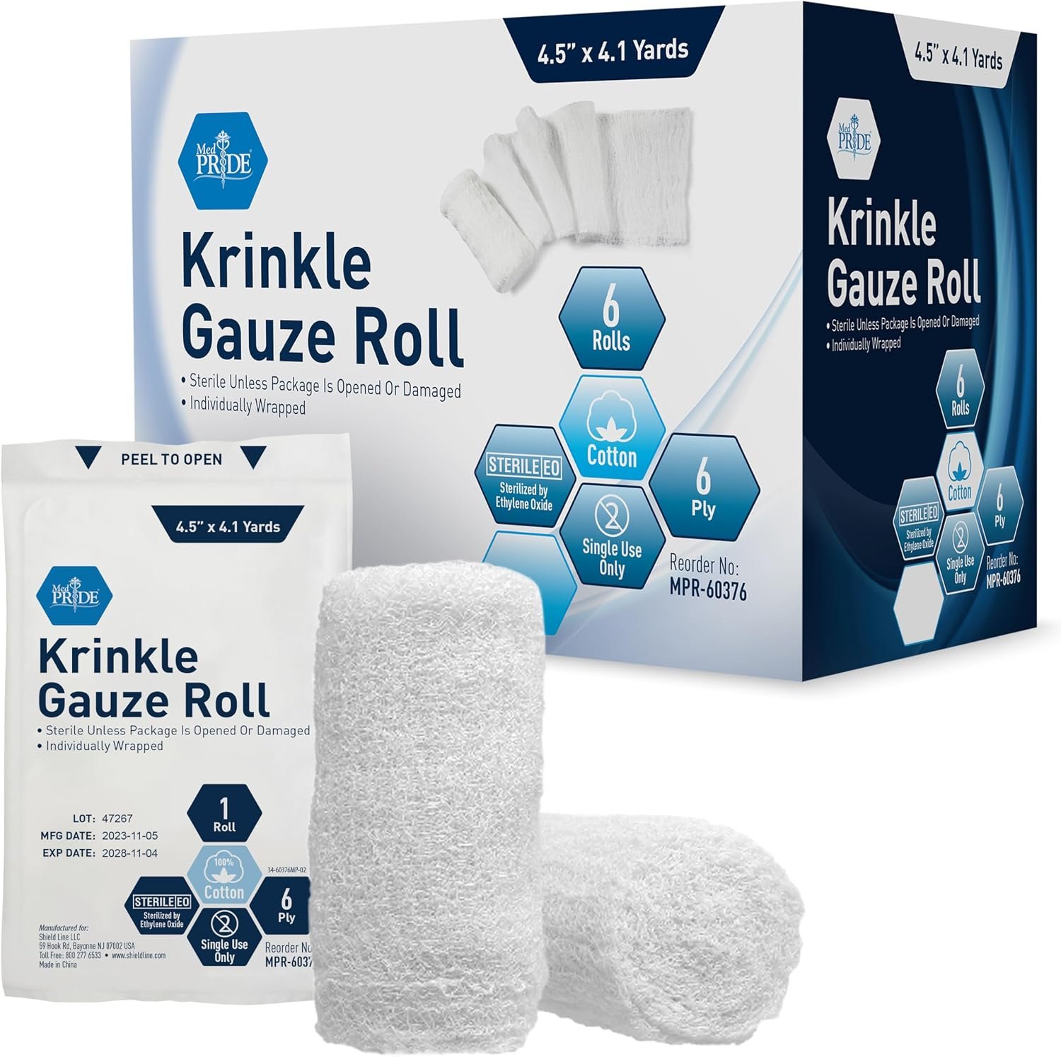 MED PRIDE Sterile Krinkle Gauze Rol...