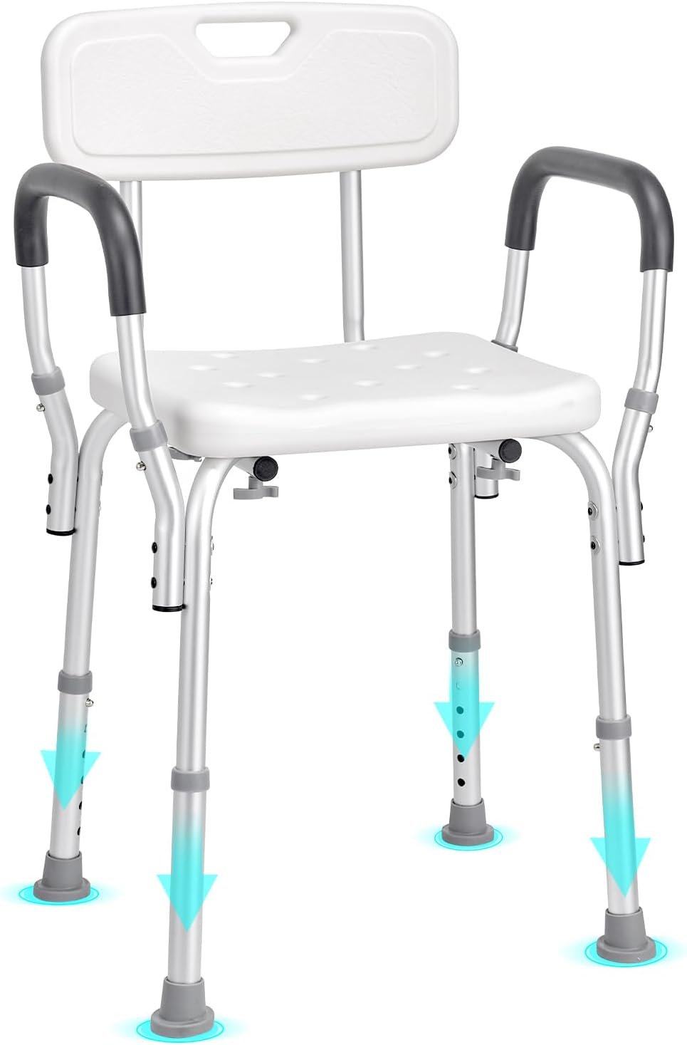 VEVOR Shower Chair, Shower Seat with Back, Adjustable Height Shower Stool, Shower Chair for Inside Shower Bathtub, Non-Slip Bathroom Bench Bath Chair for Elderly Disabled Handicap, 350 LBS Capacity - Image 9