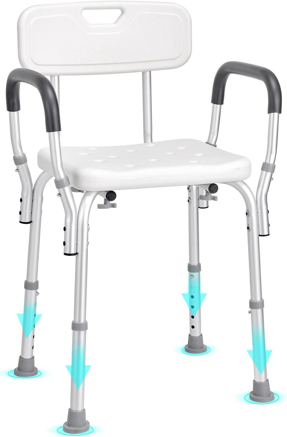 VEVOR Shower Chair, Shower Seat with Back, Adjustable Height Shower Stool, Shower Chair for Inside Shower Bathtub, Non-Slip Bathroom Bench Bath Chair for Elderly Disabled Handicap, 350 LBS Capacity