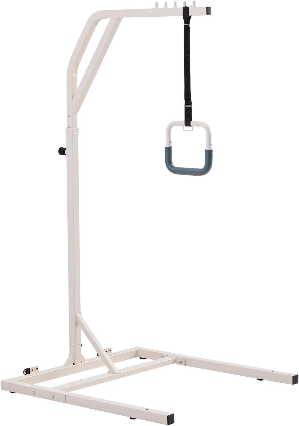 VEVOR Trapeze Bar for Bed Mobility, Height-Adjustable Free Standing Trapeze Bar with 2 Wheels, 300LBS Capacity Bed Pull Up Assist for Elderly Disabled, Ideal for Hospital, Nursing Home & Home Care