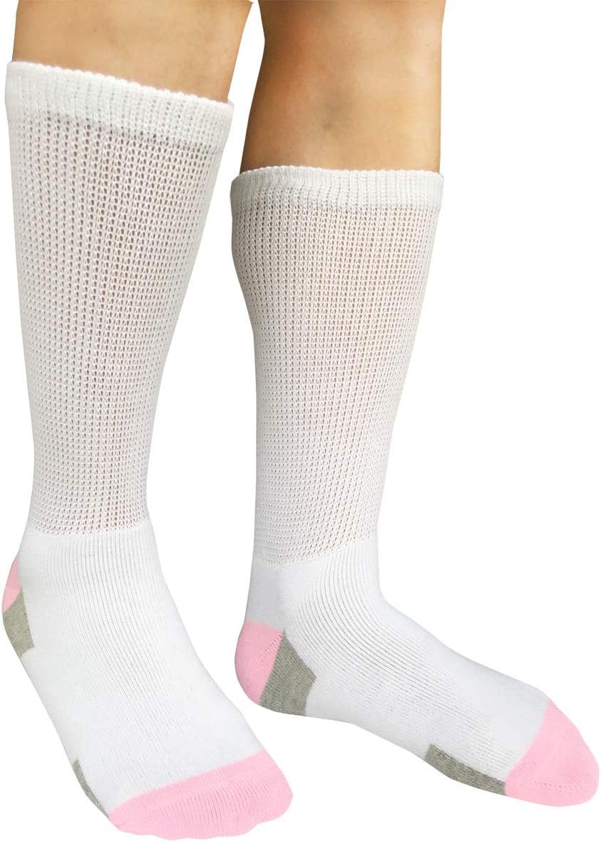SYOLLAVE Women Diabetic Socks Non-Binding Wide Top Loose Fitting Medical Hospital Socks for Diabetes Edema Thick Ankle Crew Socks Casual Dress Sox - Image 5