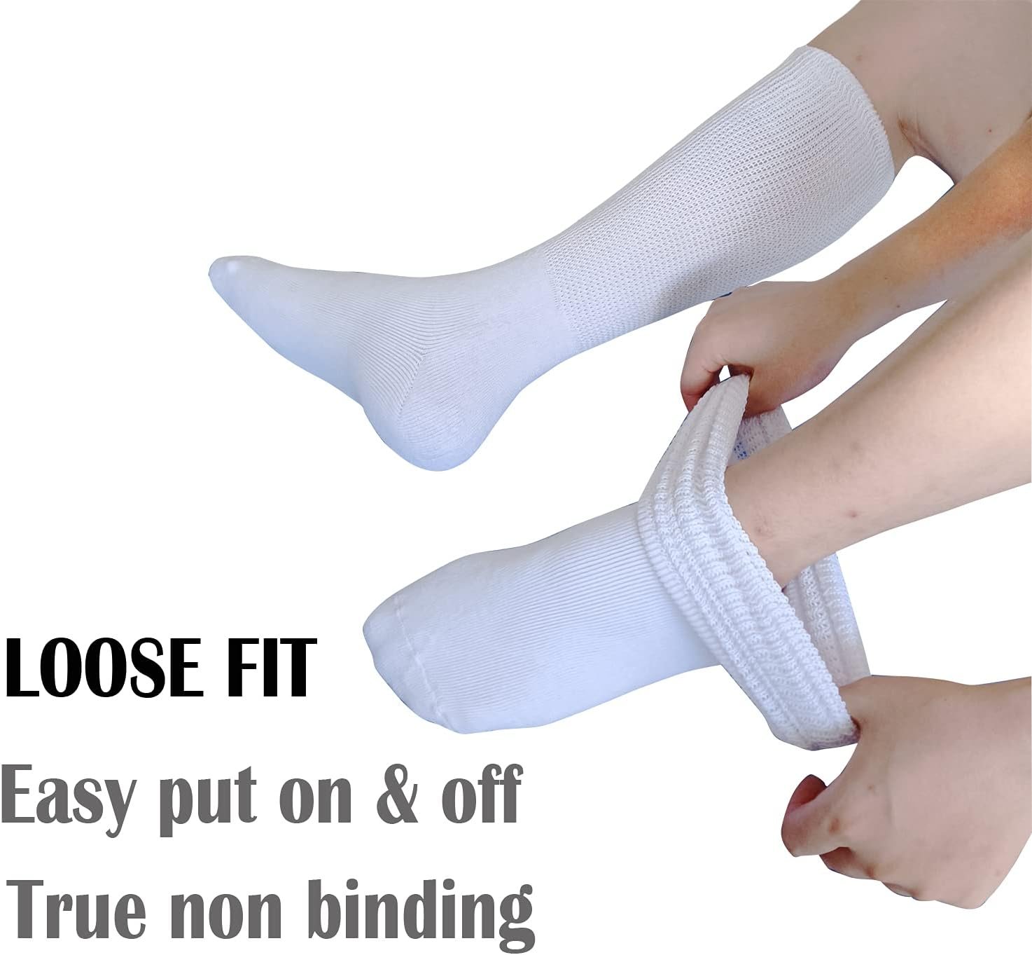 CIRZUEX Extra Wide Socks for Lymphedema Swollen Feet Leg, Bariatric Socks, Cast Boot Sock, Diabetic Non Binding Neuropathy Swelling Women Men 2 Pairs - Image 6