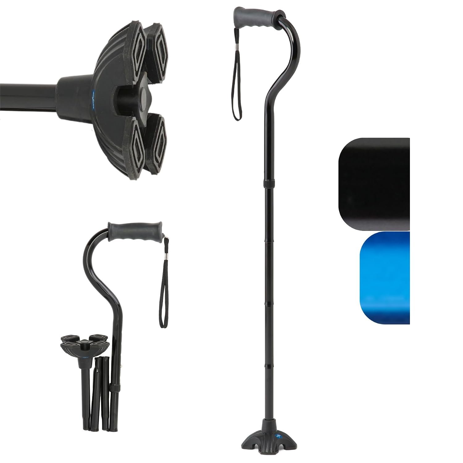 Medline Offset Folding Cane, 4-Poin...