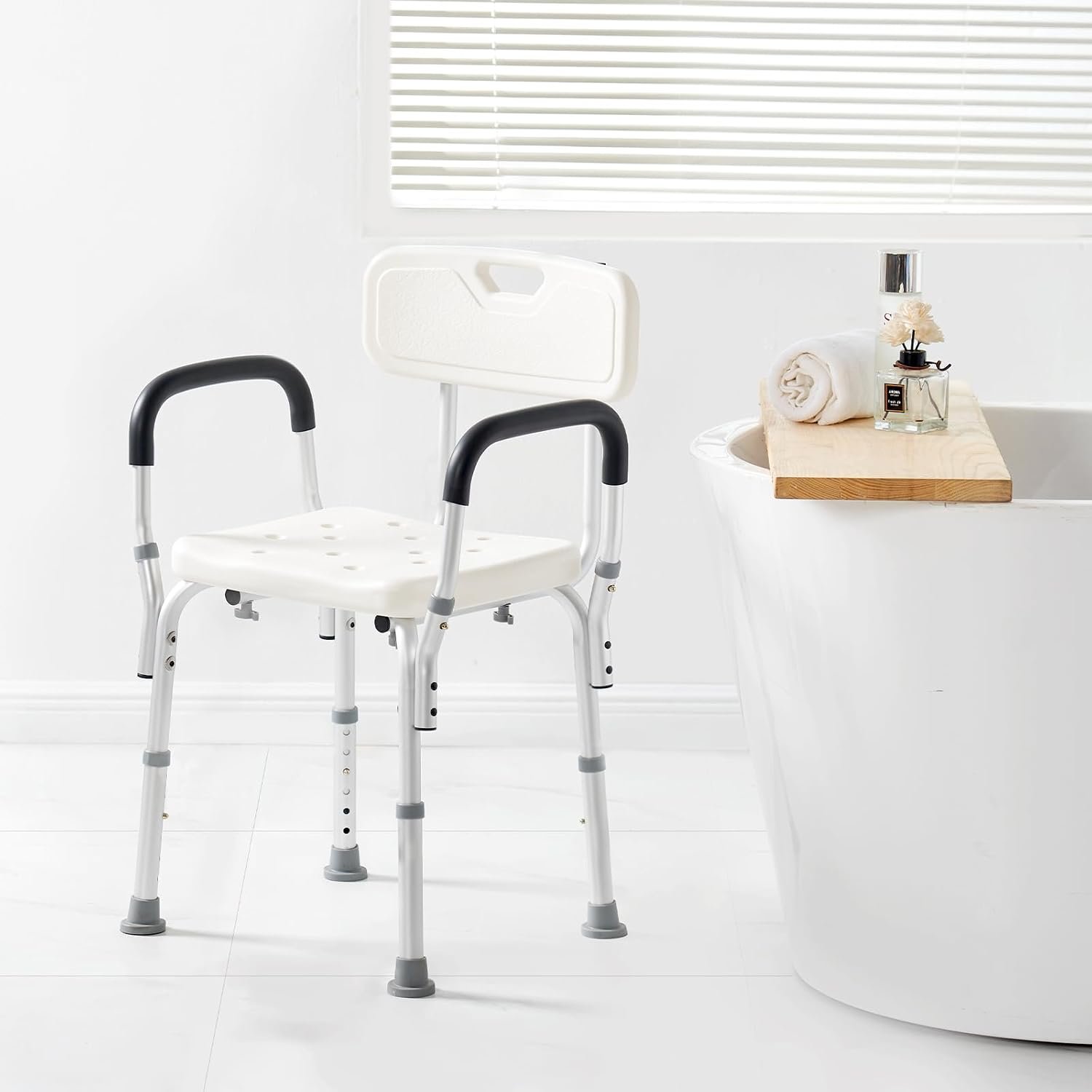 VEVOR Shower Chair, Shower Seat with Back, Adjustable Height Shower Stool, Shower Chair for Inside Shower Bathtub, Non-Slip Bathroom Bench Bath Chair for Elderly Disabled Handicap, 350 LBS Capacity - Image 8
