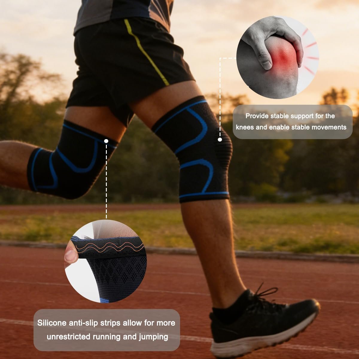 2-Pack Compression Knee Brace for Women & Men - Knee SupportSleeve for Running. Weightlifting,Meniscus Tear, Arthritis Pain Relief,Breathable Anti-Slip Sports Knee Sleeves(Lake Blue) - Image 6