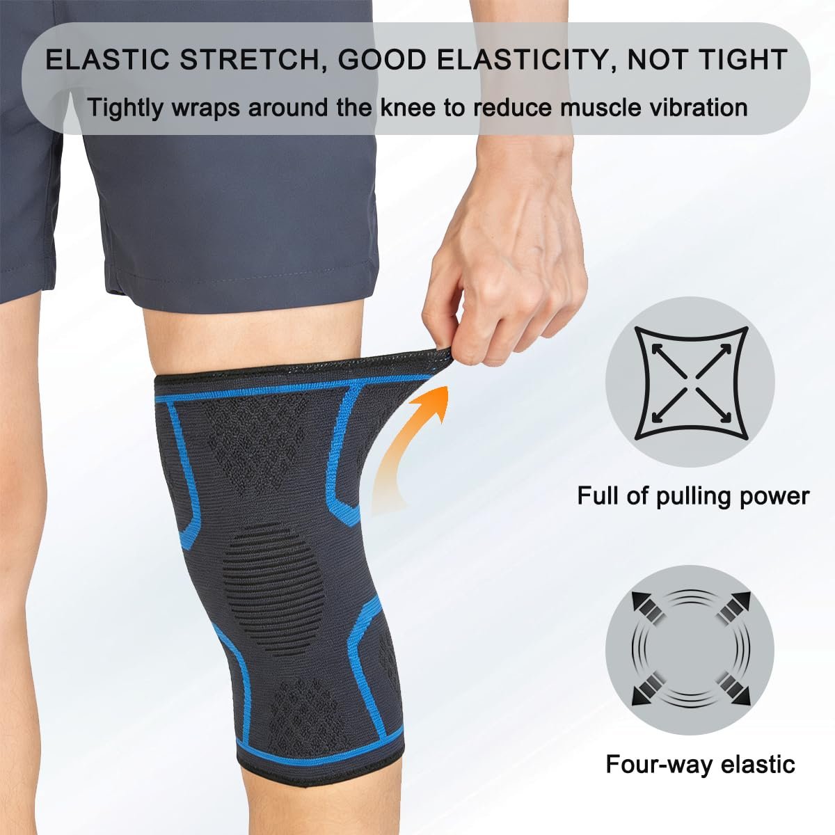 2-Pack Compression Knee Brace for Women & Men - Knee SupportSleeve for Running. Weightlifting,Meniscus Tear, Arthritis Pain Relief,Breathable Anti-Slip Sports Knee Sleeves(Lake Blue) - Image 3