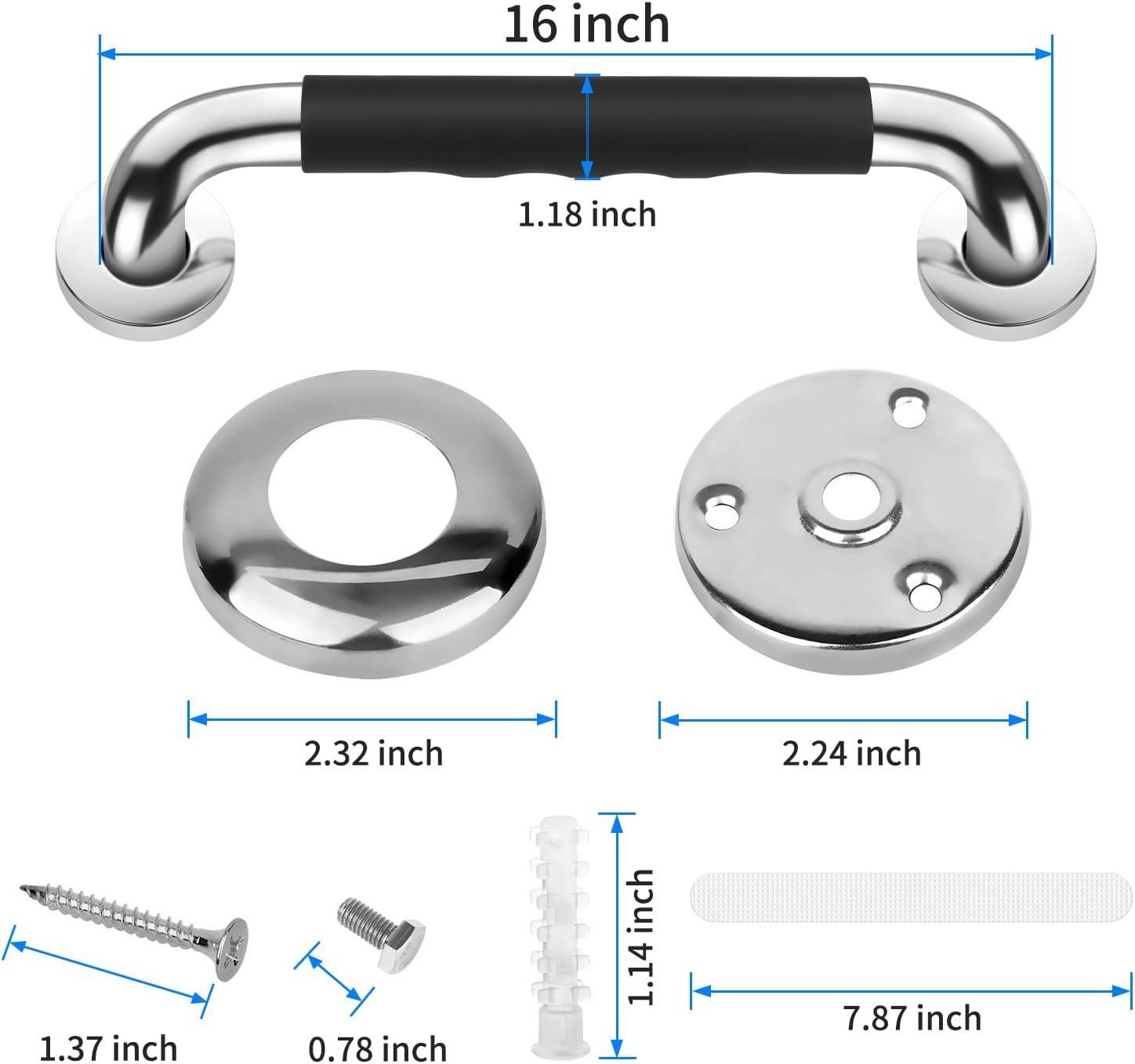 Gotega 16 Inch Shower Grab Bars for Seniors, Anti Slip Handicap Grab Bars - Image 6