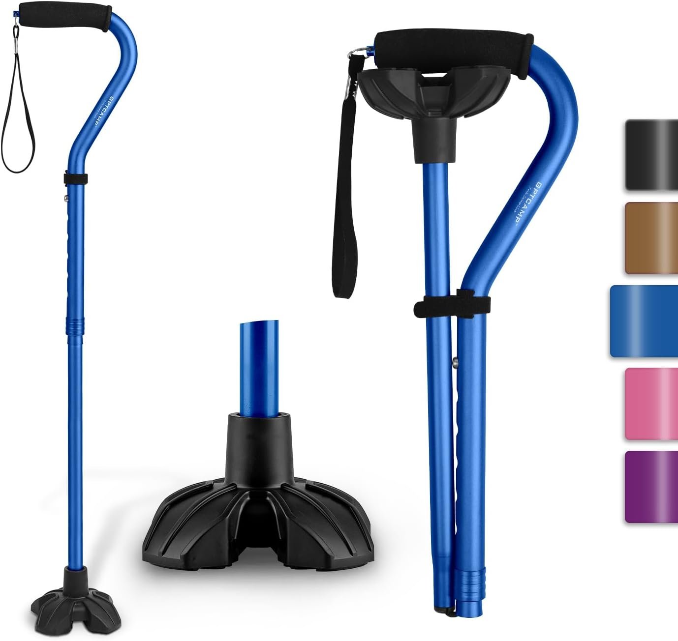 GPTCAMP Walking Cane Quad Base Self...