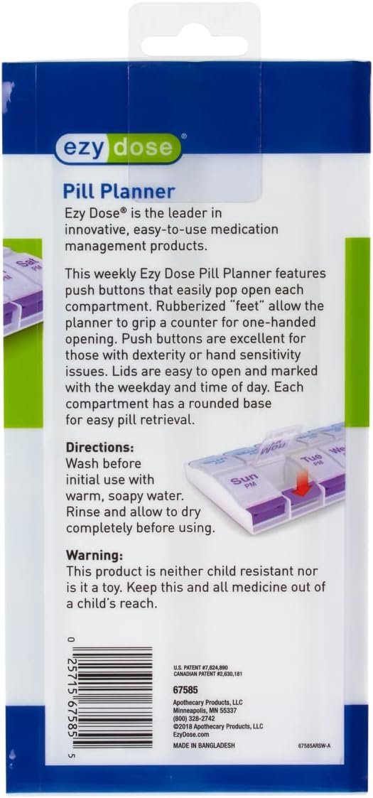 Ezy Dose Weekly (7-Day) AM/PM Pill Organizer, X-Large Case, Blue/Purple - Image 6