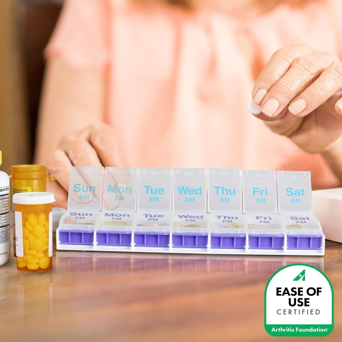 Ezy Dose Weekly (7-Day) AM/PM Pill Organizer, X-Large Case, Blue/Purple - Image 5