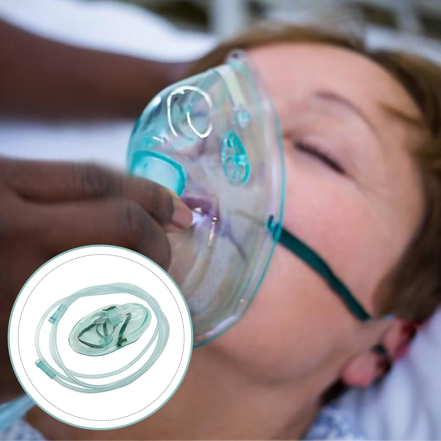 Oxygen Mask, Adult Standard Oxygen Mask with 7feet Length 6mm Oxygen Tube and Adjustable Elastic Strap, DEHP-Free and Latex-Free Materials, 2 Pack (Green,for Adult Standard) - Image 7
