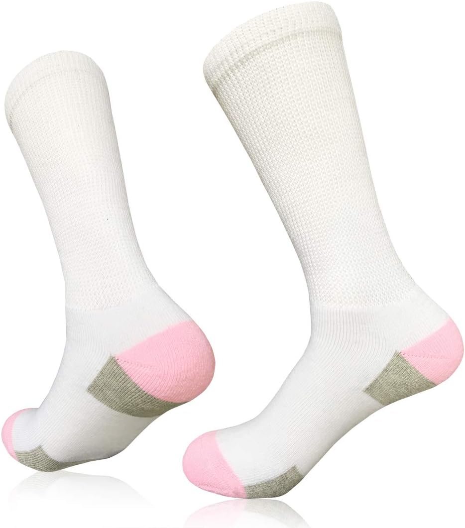 SYOLLAVE Women Diabetic Socks Non-Binding Wide Top Loose Fitting Medical Hospital Socks for Diabetes Edema Thick Ankle Crew Socks Casual Dress Sox - Image 3