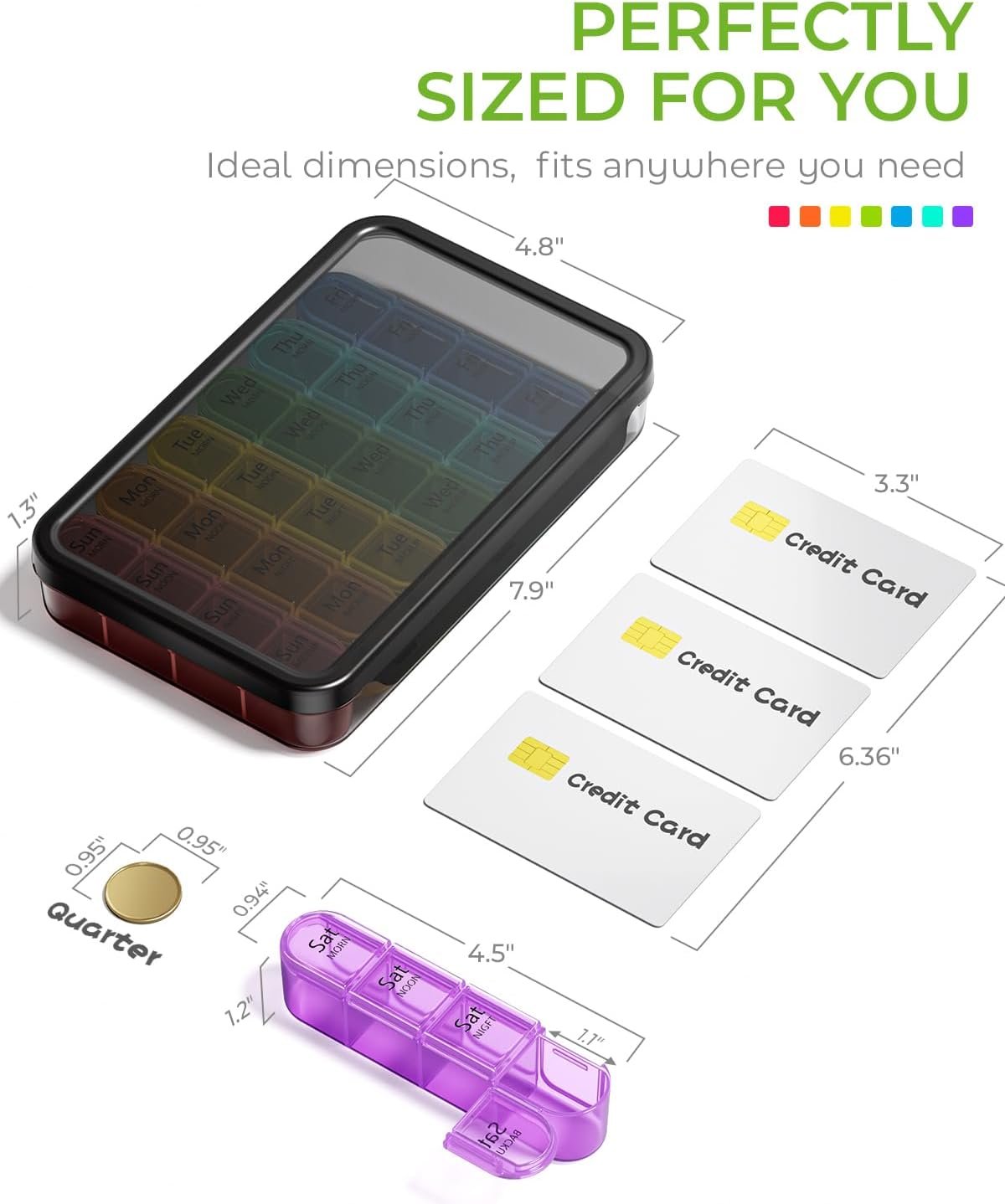 Odaro Weekly Pill Organizer 4 Times A Day, Daily Pill Box 7 Day, Black - Image 8
