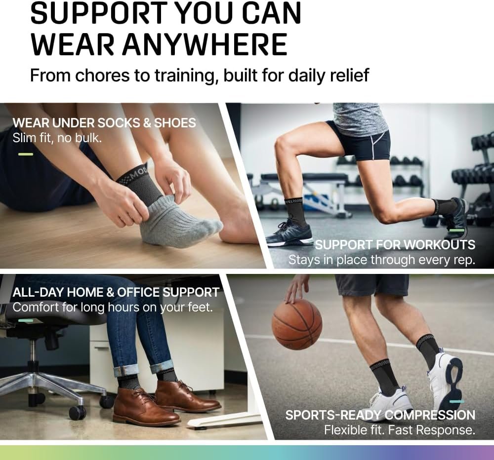 Modvel Foot & Ankle Brace Socks for Sprained Ankle Compression Sleeve - Foot Support for Women & Men - Tendonitis & Arthritis Ankle Brace Sports Running, Torn Ligaments & Women Stabilizing Ankle Wrap - Image 6