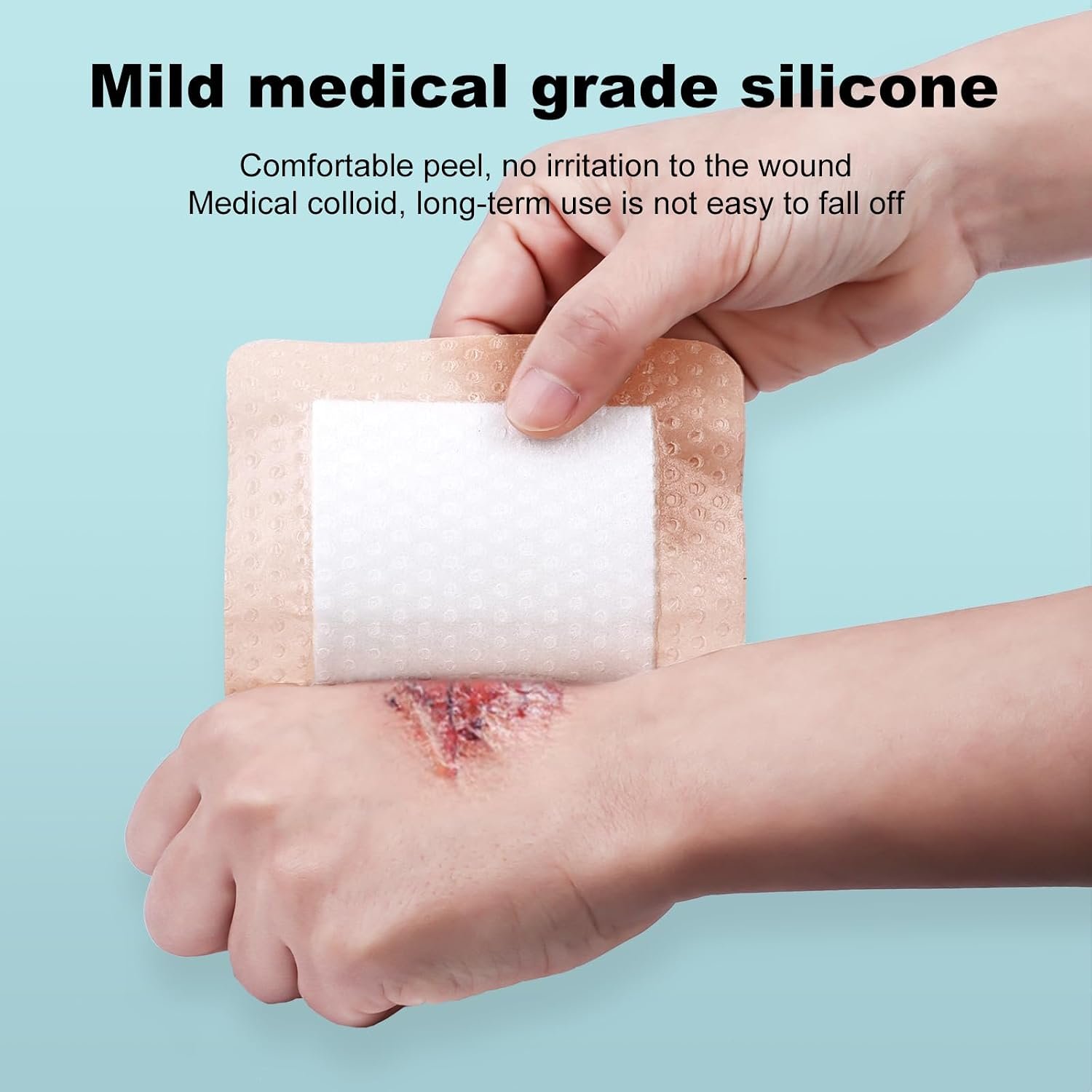 40Pcs Silicone Foam Dressing 4x4 Gentle Border, Waterproof Silicone Bandages for Wounds Care, Bed Sore Patches, Super Absorbent Wound Dressing, Self Adhesive Pressure Sore Pads - Image 4