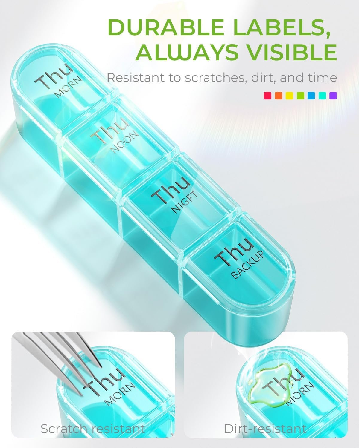 Odaro Weekly Pill Organizer 4 Times A Day, Daily Pill Box 7 Day, Black - Image 6