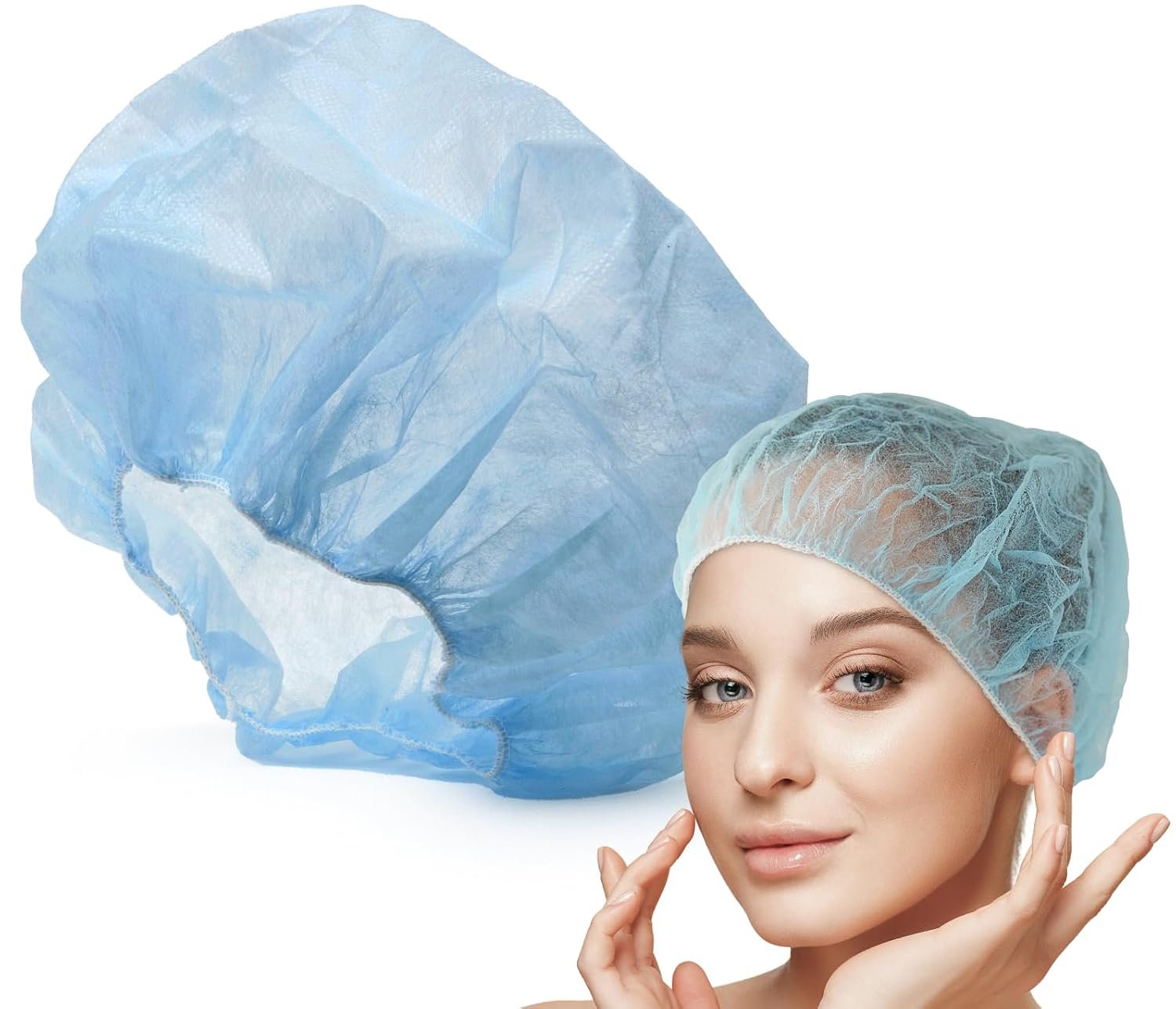 MEDICAL NATION 24" Disposable Bouffant Caps Hair Net | CASE OF 1000, BLUE | Non-Woven, Non-Pleated Hairnets | Perfect for Medical, Hospital, Labs, Nurse, Tattoo, Food Service, Cooking | Blue, Size 24" - Image 2