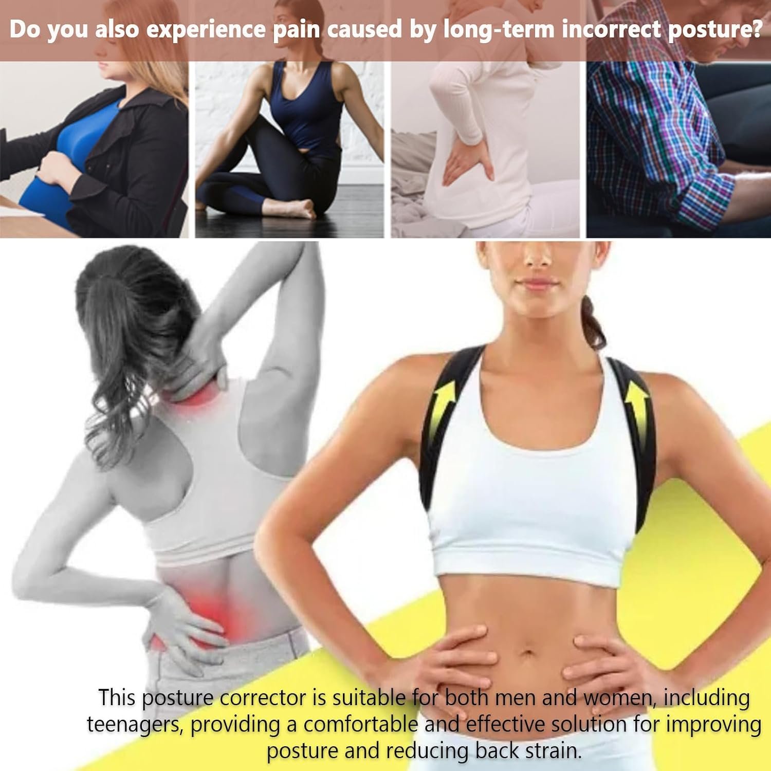 Posture Corrector for Women, Back Straightener for Men, Upper Back Support Brace, Adjustable Shoulder Corrector for Improving Back and Neck Posture Relief Pain - Image 4