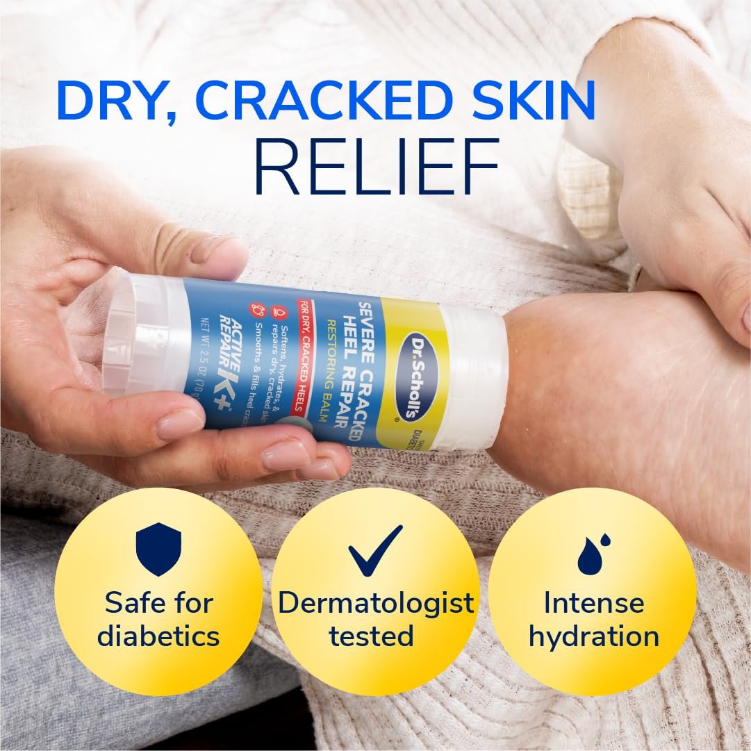 Dr. Scholl's Severe Cracked Heel Repair Restoring Balm 2.5oz, with 25% Urea for Dry, Cracked Feet, Heals and Moisturizes for Healthy Feet - Image 4