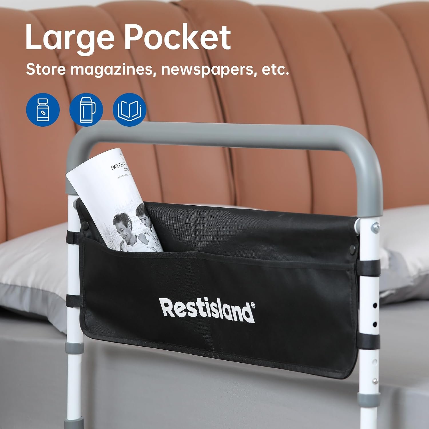 Dual Bed Side Hand Rail, Bed Assist Rail Adjustable Medical Hospital Assistive Devices Bed Rails for Elderly Adults, Fits Queen, Full & Twin Beds - Image 7