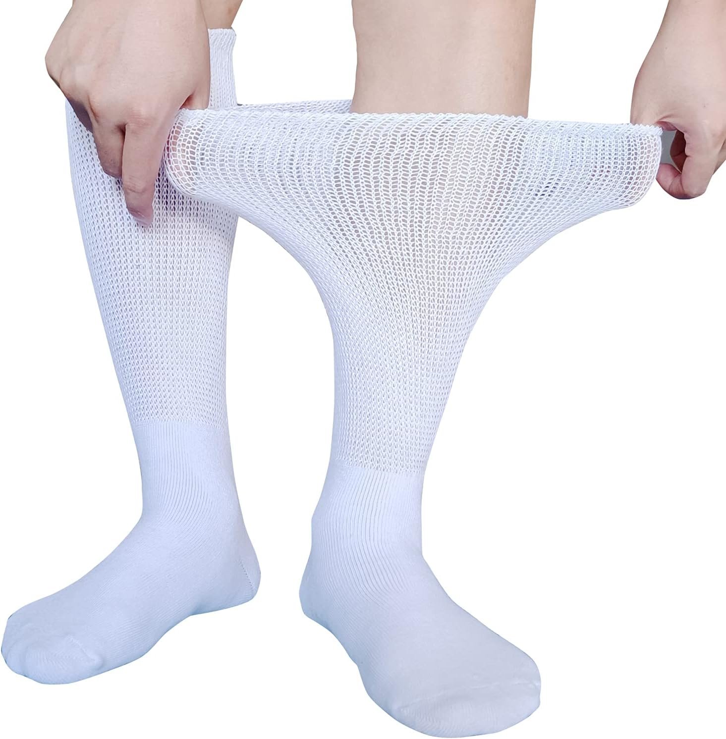 CIRZUEX Extra Wide Socks for Lymphedema Swollen Feet Leg, Bariatric Socks, Cast Boot Sock, Diabetic Non Binding Neuropathy Swelling Women Men 2 Pairs - Image 3
