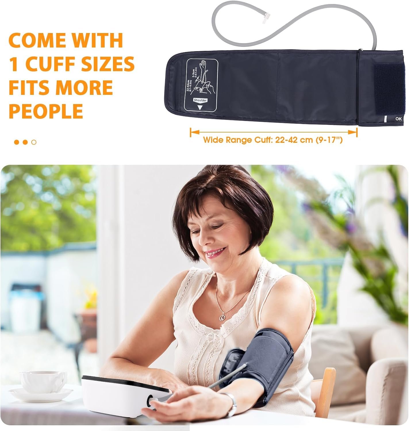 Blood Pressure Machine, Automatic Upper Arm Blood Pressure Monitor with 2x199 Readout, 4.5 Inch Backlit Large Screen Adjustable Large Cuff 9 to 17 Inches - Arrhythmia and Home Hypertension Detector - Image 6