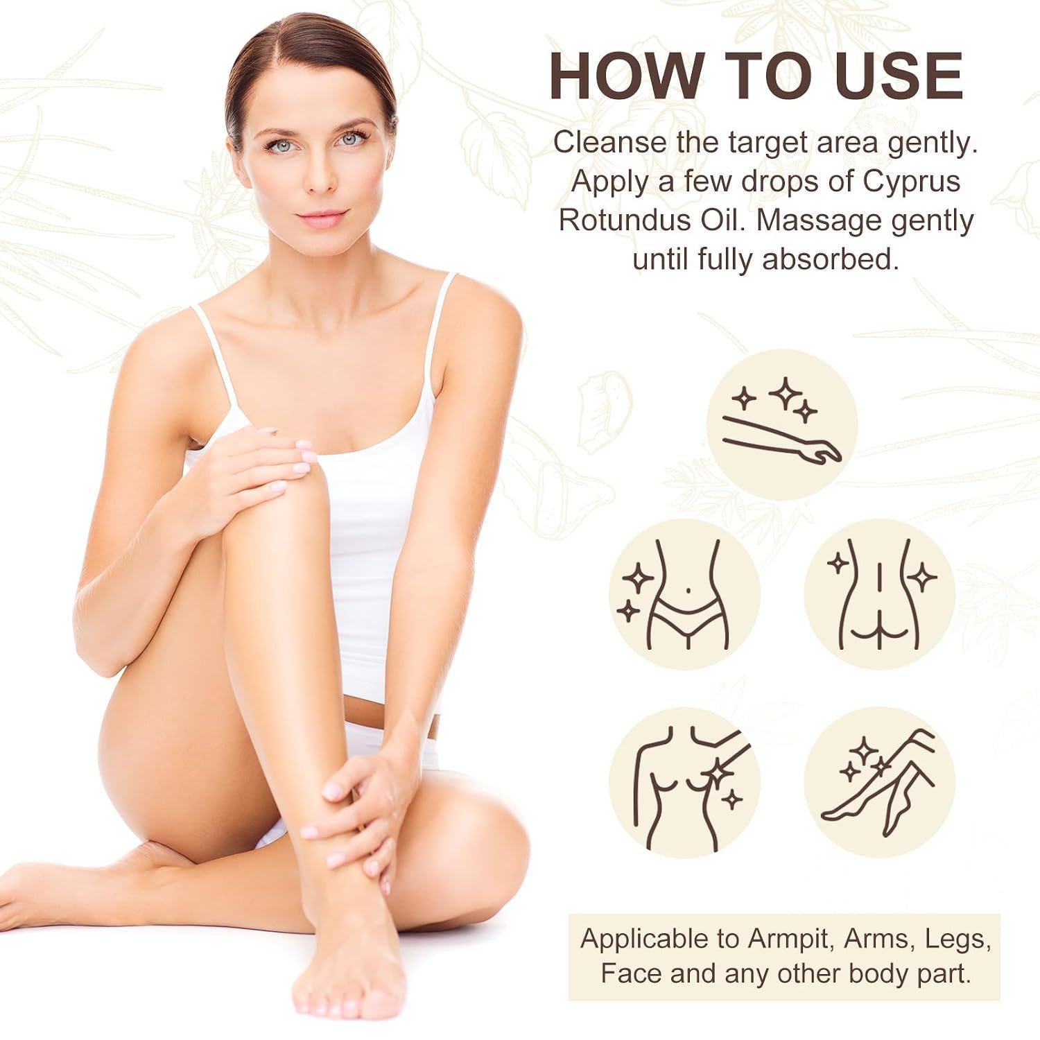 Premium Cyperus Rotundus Oil 2PCS - Reducing Body Hair Growth | 100% Pure Cyperus Rotundus Essential Oil for Smooth Skin & Hair Removal, 60ml - Image 5