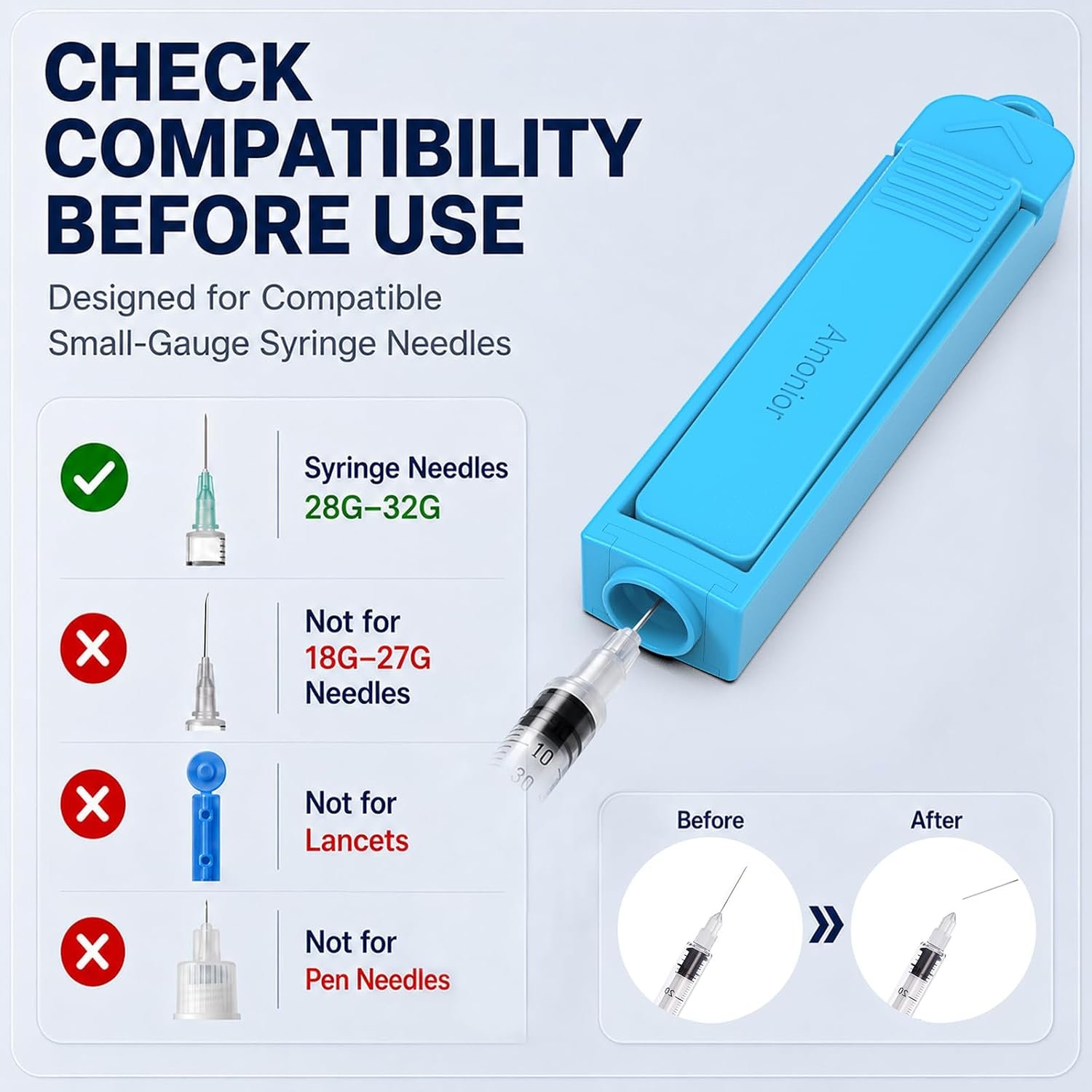 Sharps Containers for Home Use, Needle Clipper for Syringes, Compact Sharps Container for 28G-32G Syringe Needles, Holds Up to 1500 Clipped Tips (2 Pack) - Image 3