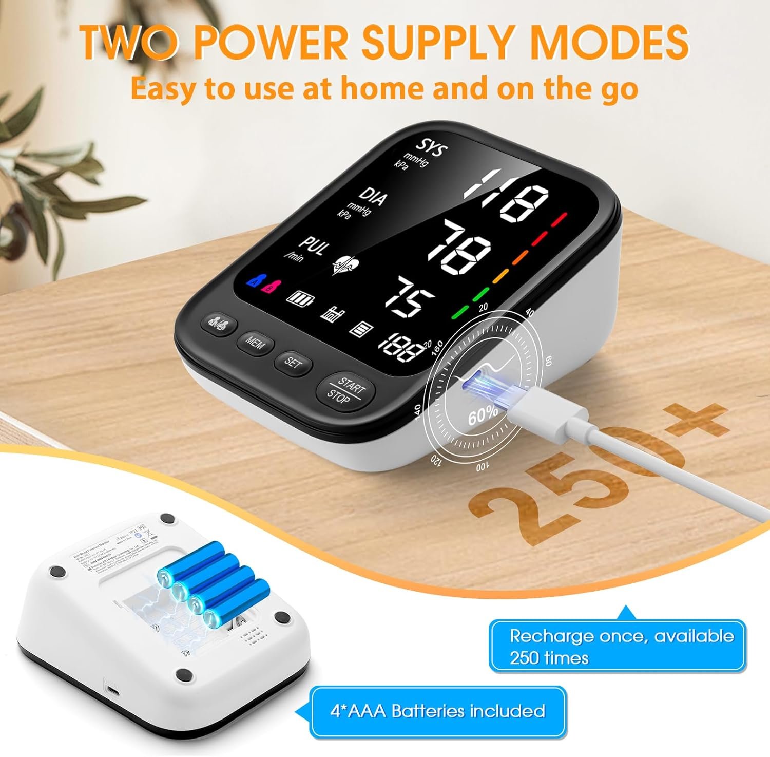 Blood Pressure Machine, Automatic Upper Arm Blood Pressure Monitor with 2x199 Readout, 4.5 Inch Backlit Large Screen Adjustable Large Cuff 9 to 17 Inches - Arrhythmia and Home Hypertension Detector - Image 3
