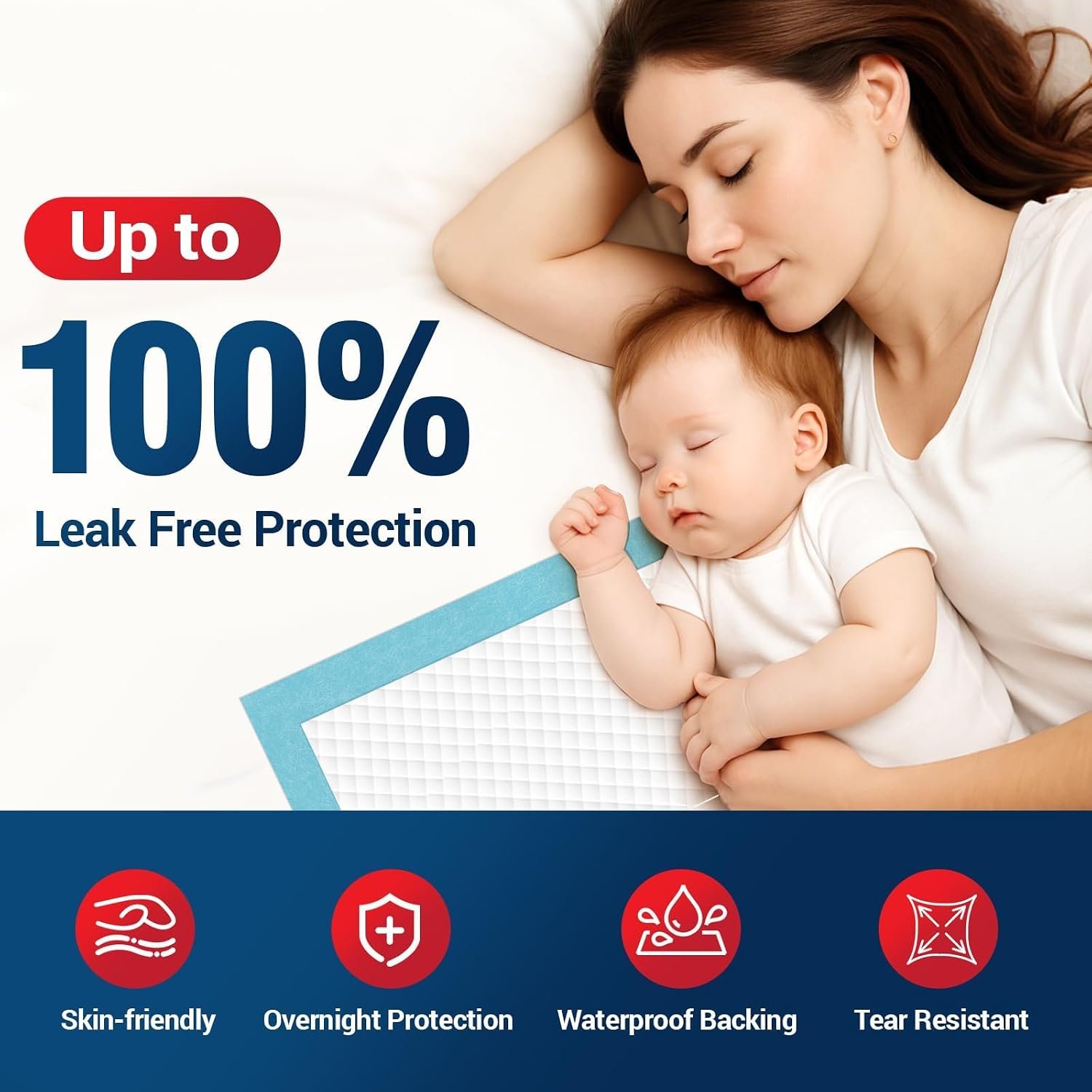BIGGMED Tear-Resistant Disposable Bed Pads 30" x 36" 100 Count Absorbent Underpads, Chux Thicker Extra Large Incontinence Bed Pads, Pee Pads for Adults, Kids, Elderly, Pets - Image 4