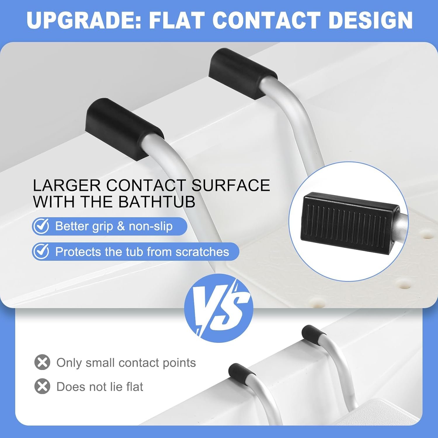 Bathtub Safety Seat for Seniors-Heavy Duty Aluminum Bench with Non-Slip Pads&Blue EVA Cushion,2-Width Adjustable Bath Seat Board, Anti-Scratch Design,Easy Tool-Free Installation - Image 4