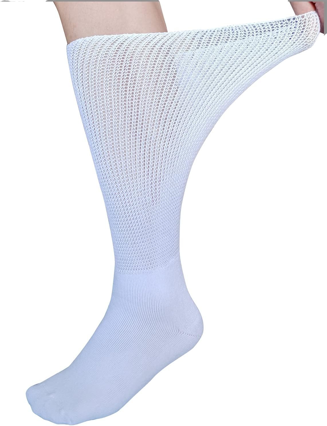 CIRZUEX Extra Wide Socks for Lymphedema Swollen Feet Leg, Bariatric Socks, Cast Boot Sock, Diabetic Non Binding Neuropathy Swelling Women Men 2 Pairs - Image 5