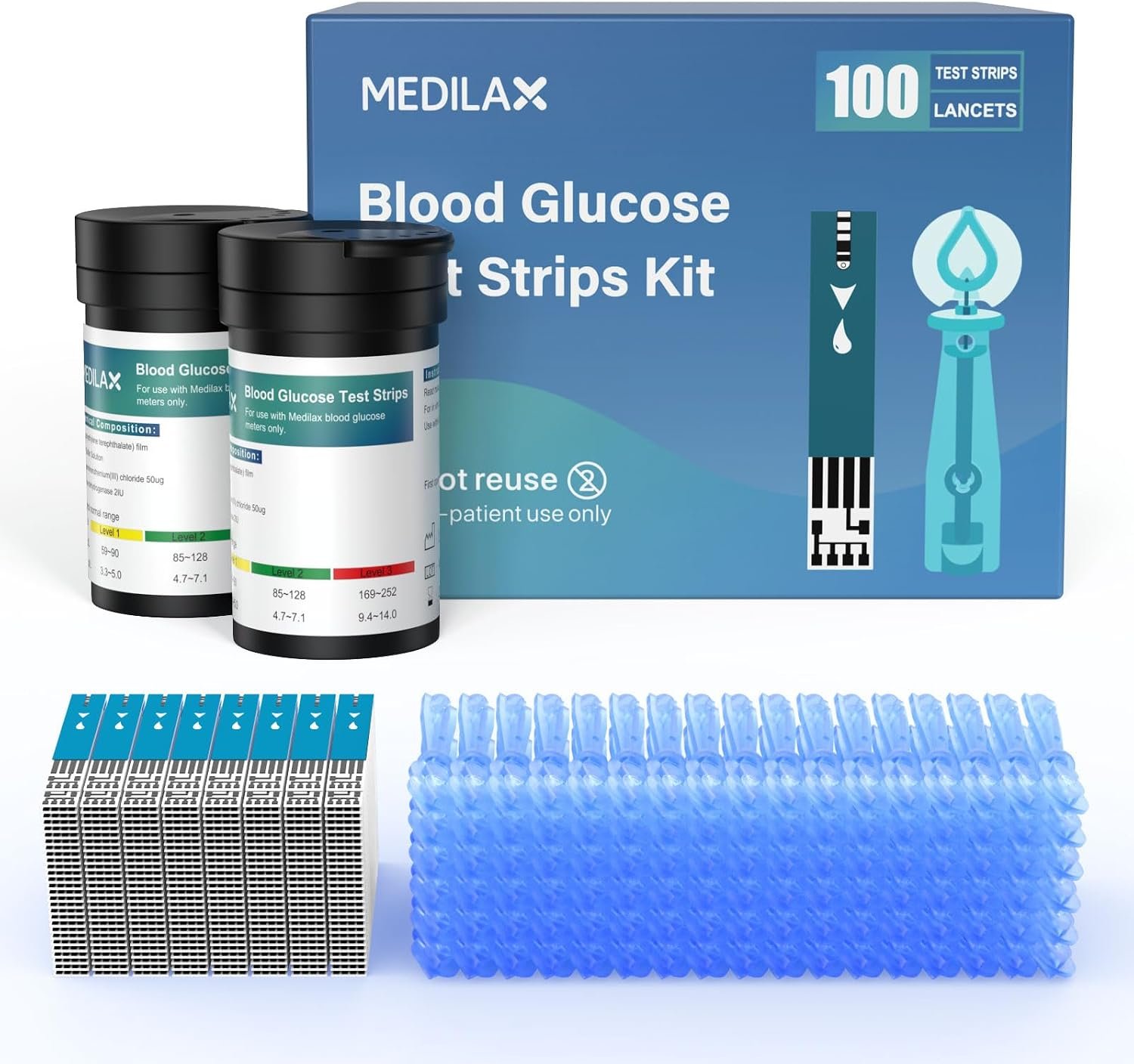 Medilax Blood Glucose Test Strips, ...